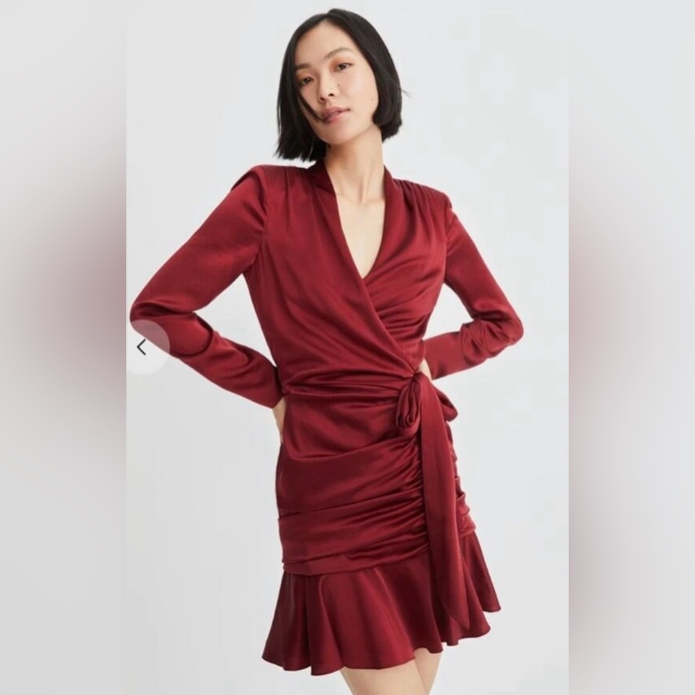 Veronica Beard Burgundy Wrap Mini Dress